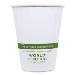 Essendant&nbsp;World Centric Double Wall Paper Hot Cups  8 oz  White  1 000/Carton