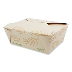 Essendant&nbsp;World Centric No Tree Folded Takeout Containers  46 oz  5 5x6 9x2 5  Natural  Sugarcane  300/Carton