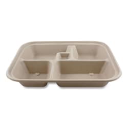 Essendant&nbsp;World Centric Fiber Containers  Bento Box  5 Compartments  12x9 5x2  Natural  Paper  300/Carton