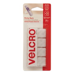 Essendant VELCRO Brand Sticky-Back Fasteners  Removable Adhesive  0 88x0 88  White  12/Pack