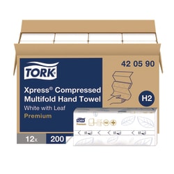 Essendant&nbsp;Tork Xpress Compressed Multifold Hand Towels  1-Ply  8 3x9 45  White  200/Pack  12 Packs/Carton