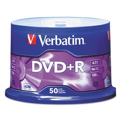 Essendant&nbsp;Verbatim DVDplus R Recordable Disc  4 7 GB  16x  Spindle  Matte Silver  50/Pack