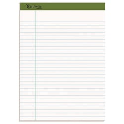 Essendant&nbsp;Ampad Earthwise by Ampad Recycled Writing Pad  Wide/Legal Rule  Politex Green Headband  50 White 8 5x11 75 Sheets  Dozen