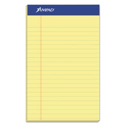 Essendant&nbsp;Ampad Perforated Writing Pads  Narrow Rule  50 Canary-Yellow 5x8 Sheets  Dozen