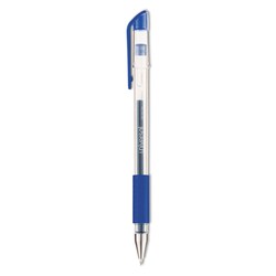 Essendant&nbsp;Universal Comfort Grip Gel Pen  Stick  Medium 0 7 mm  Blue Ink  Clear/Blue Barrel  Dozen