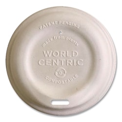 Essendant&nbsp;World Centric Fiber Lids for Cups  Fits 10 oz to 20 oz Hot Cups  Paper  Natural  1 000/Carton