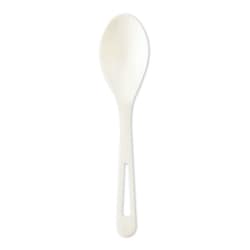 Essendant&nbsp;World Centric TPLA Compostable Cutlery  Spoon  Plastic  White  1 000/Carton