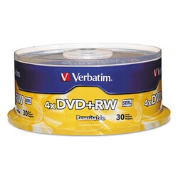 Essendant&nbsp;Verbatim DVDplus RW Rewritable Disc  4 7 GB  4x  Spindle  Silver  30/Pack
