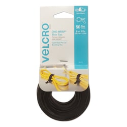 Essendant&nbsp;VELCRO Brand ONE-WRAP Pre-Cut Thin Ties  0 5x8  Black  50/Pack