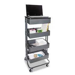 Essendant&nbsp;Vertiflex Adjustable Multi-Use Storage Cart and Stand-Up Workstation  15 25x11x18 5 to 39  Gray