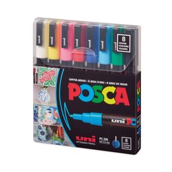 Essendant&nbsp;POSCA Water-Based Paint Markers  Fine Bullet Tip  Assorted Colors  8/Pack