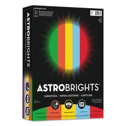 Essendant&nbsp;Astrobrights Color Cardstock -Eco Assortment  65 lb Cover Weight  8 5x11  Assorted  250/Pack
