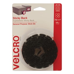 Essendant&nbsp;VELCRO Brand Sticky-Back Fasteners  Removable Adhesive  0 63 dia  Black  75/Pack