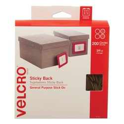 Essendant&nbsp;VELCRO Brand Sticky-Back Fasteners with Dispenser Box  Removable Adhesive  0 75 dia  Beige  200/Roll