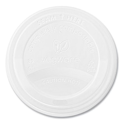 Essendant&nbsp;Vegware 89 Series Hot Cup Lids  Fits Vegware 89-Series Hot Cups  Plastic  White  1 000/Carton