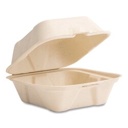 Essendant&nbsp;Vegware Nourish Molded Fiber Takeout Containers  Compostable  5 9x5 9x2 9  White  Sugarcane  400/Carton
