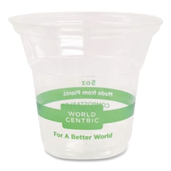 Essendant&nbsp;World Centric PLA Clear Cold Cups  5 oz  Plastic  Clear  2 000/Carton