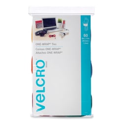 Essendant&nbsp;VELCRO Brand ONE-WRAP Ties and Straps  0 5x8  Assorted Colors  60/Pack