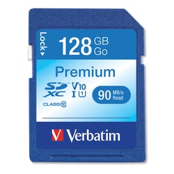 Essendant&nbsp;Verbatim 128GB Premium SDXC Memory Card  UHS-I V10 U1 Class 10  Up to 90MB/s Read Speed
