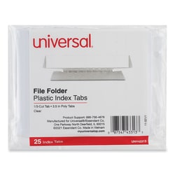 Essendant&nbsp;Universal Hanging File Folder Plastic Index Tabs  1/3-Cut  Clear  3 7 Wide  25/Pack