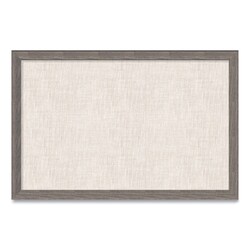 Essendant&nbsp;U Brands Linen Bulletin Board with Rustic Frame  36x24 (Actual Size- 35x23)  Beige Surface  Brown Wood Frame
