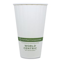 Essendant&nbsp;World Centric Double Wall Paper Hot Cups  16 oz  White  600/Carton