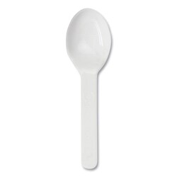 Essendant&nbsp;World Centric PLA Compostable Cutlery  Tasting Spoon  Plastic  3  White  3 000/Carton