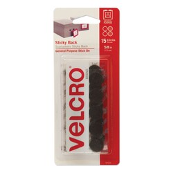 Essendant VELCRO Brand Sticky-Back Fasteners  Removable Adhesive  0 63 dia  Black  15/Pack