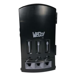 Essendant WeGo Trio Utensil Dispenser  Holds 100 Forks/100 Knives/100 Spoons  13 39x15 75x23 62  Black