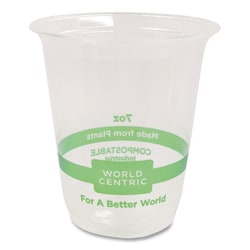 Essendant&nbsp;World Centric PLA Clear Cold Cups  7 oz  Plastic  Clear  2 000/Carton