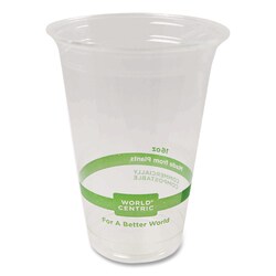 Essendant&nbsp;World Centric PLA Clear Cold Cups  16 oz  Plastic  Clear  1 000/Carton