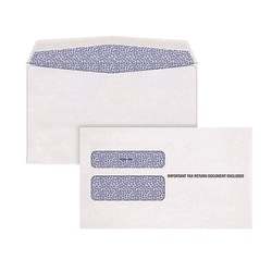 Essendant TOPS W-2 Laser Double Window Envelope  Commercial Flap  Gummed Closure  5 63x9  White  24/Pack