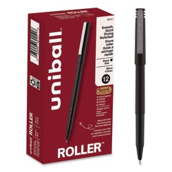 Essendant&nbsp;uniball Rollerball Pen  Stick  Extra-Fine 0 5 mm  Black Ink  Black Barrel  Dozen