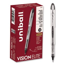 Essendant&nbsp;uniball VISION ELITE Hybrid Gel Pen  Stick  Bold 0 8 mm  Black Ink  White/Black/Clear Barrel
