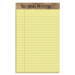 Essendant TOPS Second Nature Recycled Ruled Pads  Narrow Rule  50 Canary-Yellow 5x8 Sheets  Dozen