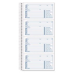 Essendant&nbsp;TOPS Spiralbound Message Book  Two-Part Carbonless  5x2 75  4 Forms/Sheet  200 Forms Total