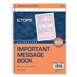 Essendant&nbsp;TOPS Telephone Message Book with Fax/Mobile Section  Two-Part Carbonless  3 88x5 5  4 Forms/Sheet  400 Forms Total