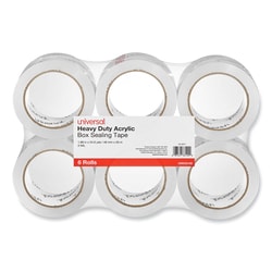 Essendant&nbsp;Universal Heavy-Duty Acrylic Box Sealing Tape  3 Core  1 88x54 6 yds  Clear  6/Pack