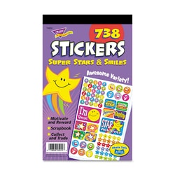 Essendant&nbsp;TREND Sticker Assortment Pack  Super Smiles and Stars  Assorted Colors  738 Stickers/Pad