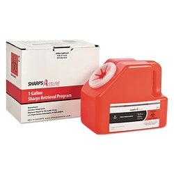 Essendant Sharps Assure Sharps Retrieval Program Containers  1 gal  Cardboard/Plastic  Red