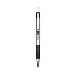 Essendant Zebra F-301 Ballpoint Pen  Retractable  Bold 1 6 mm  Black Ink  Stainless Steel/Black Barrel  12/Pack