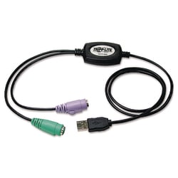 Essendant Tripp Lite by Eaton USB to PS/2 Adapter for Keyboard and Mouse  USB-A Male to (2) PS/2 Female  18