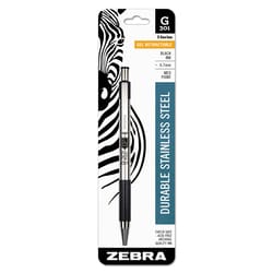 Essendant&nbsp;Zebra G-301 Gel Pen  Retractable  Medium 0 7 mm  Black Ink  Stainless Steel/Black Barrel
