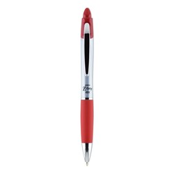 Essendant&nbsp;Zebra Z-Grip MAX Ballpoint Pen  Retractable  Medium 1 mm  Red Ink  Silver/Red Barrel  12/Pack