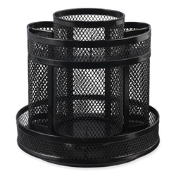 Essendant&nbsp;Universal Metal Mesh Rotating Desktop Organizer  8 Compartments  Metal Mesh  6 5 Diameterx6 13h  Black