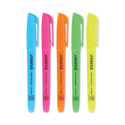 Essendant&nbsp;Universal Pocket Highlighters  Assorted Ink Colors  Chisel Tip  Assorted Barrel Colors  Dozen