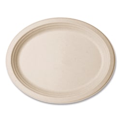 Essendant&nbsp;Vegware Nourish Molded Fiber Tableware  Compostable  Platter  Sugarcane  8x10  White  500/Carton