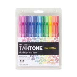 Essendant&nbsp;Tombow TwinTone Dual-Tip Markers  Extra-Fine/Broad Tips  Assorted Colors  Dozen