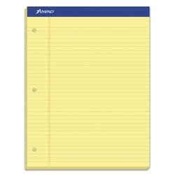 Essendant Ampad Double Sheet Pads  Narrow Rule  100 Canary-Yellow 8 5x11 75 Sheets