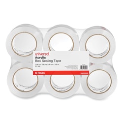 Essendant&nbsp;Universal Deluxe General-Purpose Acrylic Box Sealing Tape  2 mil  3 Core  1 88x109 yds  Clear  6/Pack